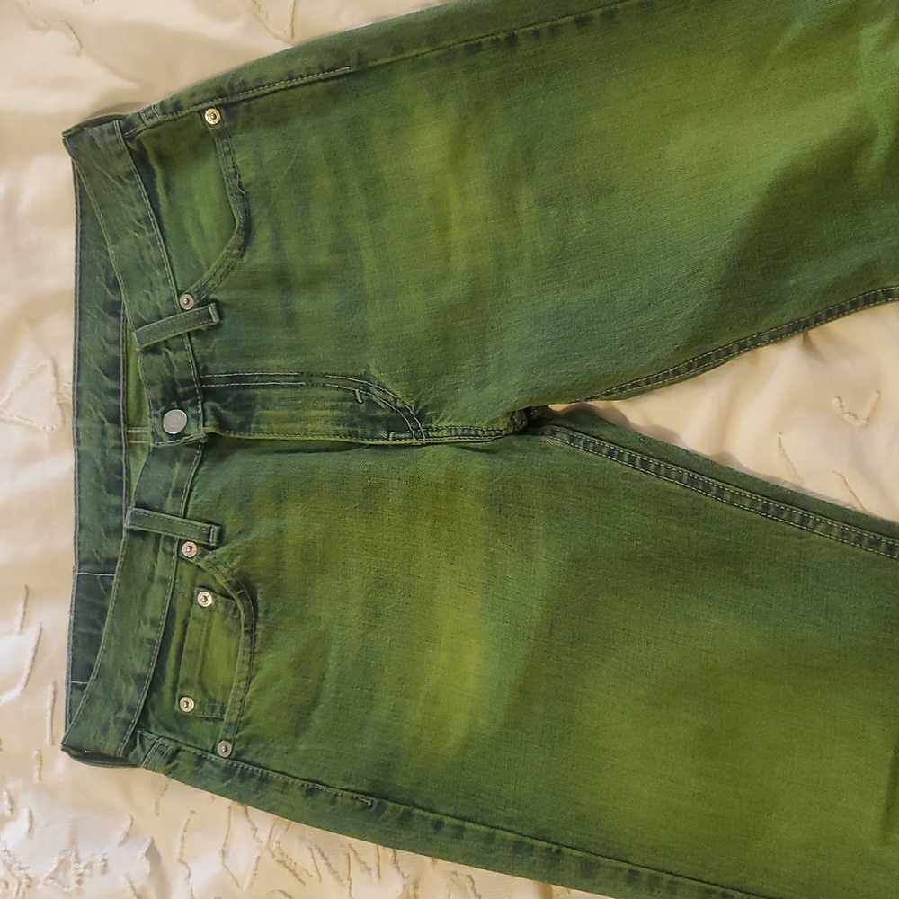 Levi's Green Dyed Jeans Limited Edition Straight 514 Red Tab - Picture 6 of 9